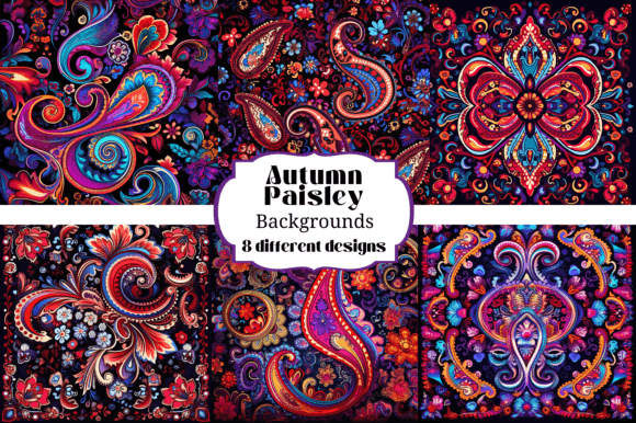 8 Vibrant Autumn Paisley Backgrounds for Your Creative Projects