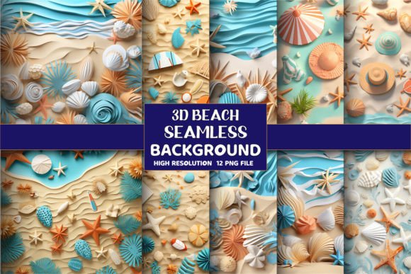 Capturing Coastal Serenity: 3D Beach Life Seamless Backgrounds