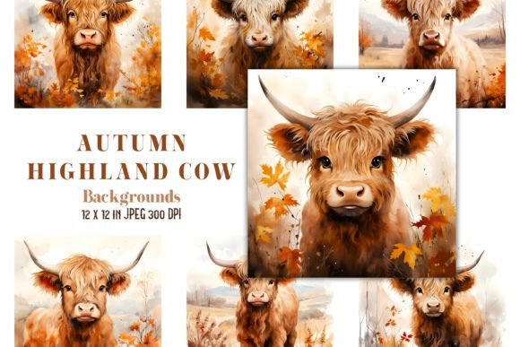 Cute Highland Cow Watercolor Backgrounds: A Digital Toolkit for Charming Projects