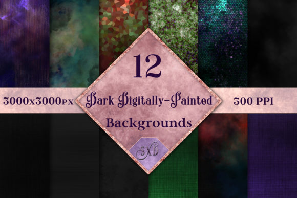 Dark Digitally-Painted Backgrounds: 12 Moody Design Assets