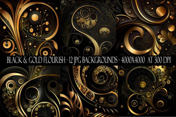 Elevate Your Design With Black and Gold Flourish Backgrounds