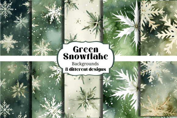 Green White Snowflake Backgrounds for Winter Projects