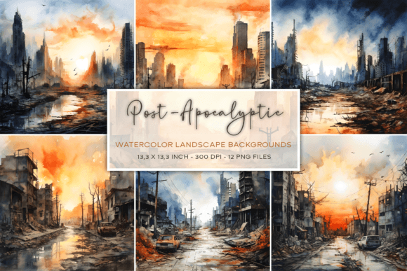 Post-Apocalyptic Watercolor Backgrounds for Gritty Design