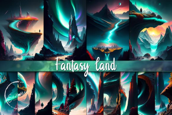 Unlock Imagination with Whimsical Teal Fantasy Land Backgrounds
